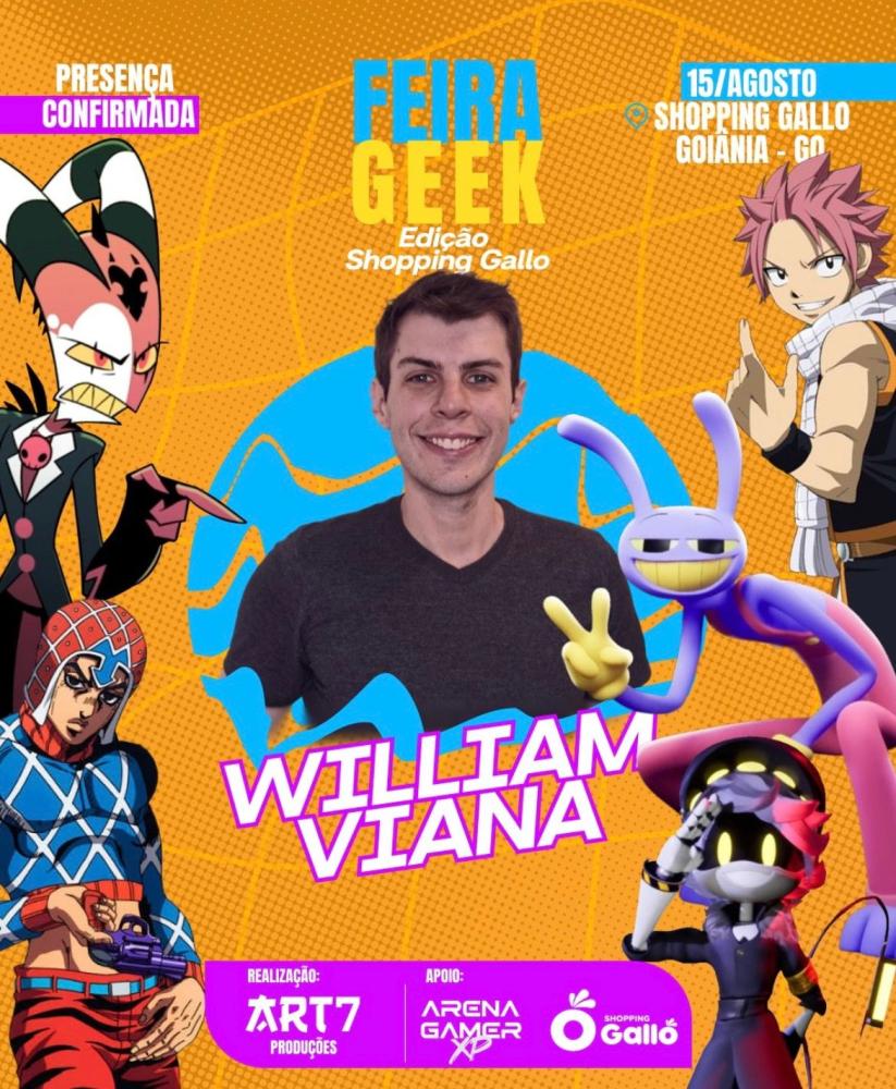 Feira Geek terá encontro gratuito com dublador Willian Viana em Goiânia